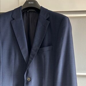Boss Dark Blue Plaid Men's Blazer
